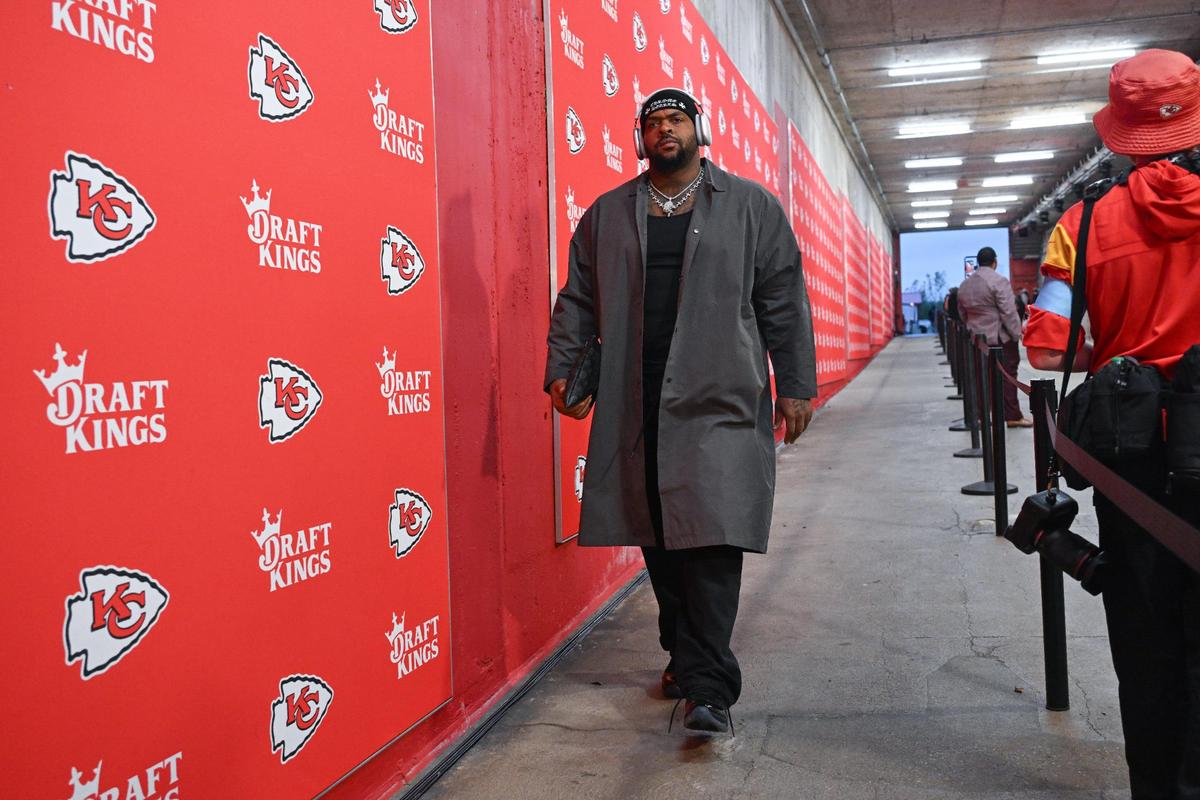 Defensive tackle Mike Pennel Jr. arriving at Arrowhead for “Monday Night Football.”