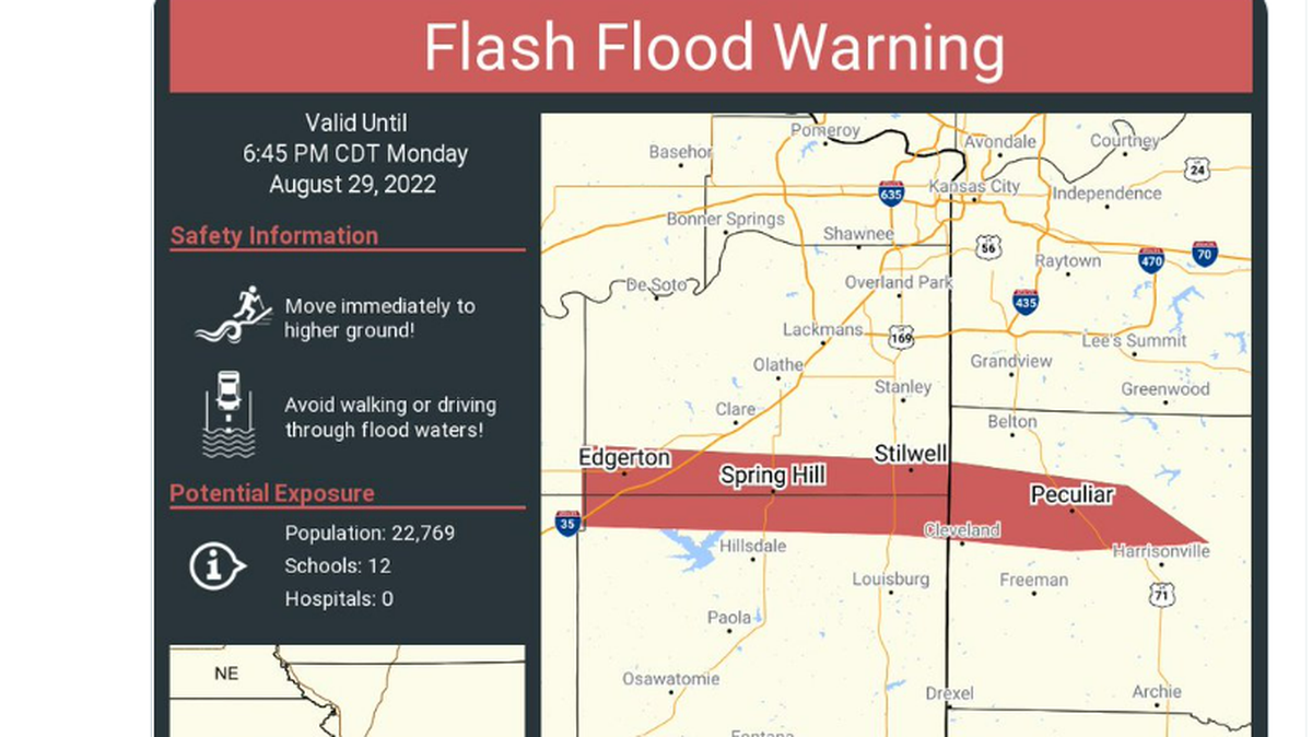 The National Weather Service in Kansas City announced thunderstorm and flash flood warnings across the Kansas City metro area Monday.