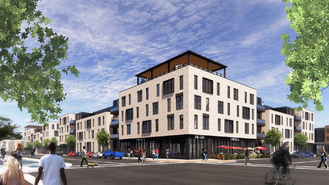 A digital rendering shows a potential design for the new Parade Park Homes development on Kansas City’s East Side. Once a historic Black-owned housing cooperative, the neighborhood was sold to two real estate developers on Monday, March 11.