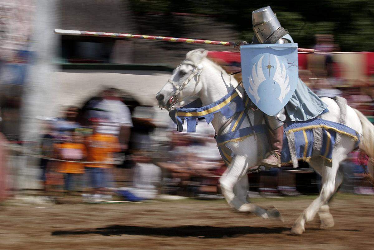 The Kansas City Renaissance Festival features jousting several times daily.