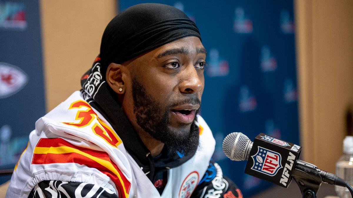 Kansas City Chiefs cornerback Jaylen Watson speaks during the team’s media availability on Thursday, Feb. 9, 2023, in Scottsdale, Ariz.
