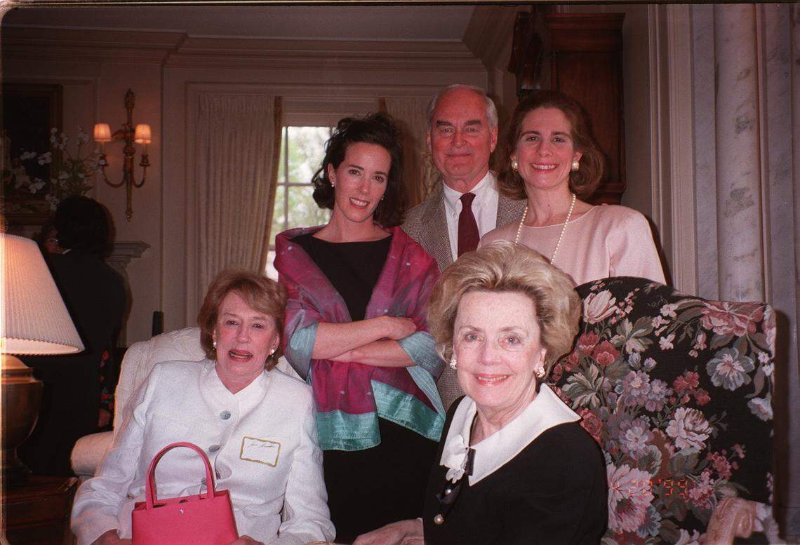 In 1999, Kate Spade (center) came home from New York for the annual Amy Thompson Run  to Daylight to benefit the Brain Injury Association of Kansas and  Greater Kansas City. She attended a benefit reception with (from left) her mother, June Brosnahan (who died in 2010), Byron G. Thompson, Karen VanAsdale and Jeanne Thompson.