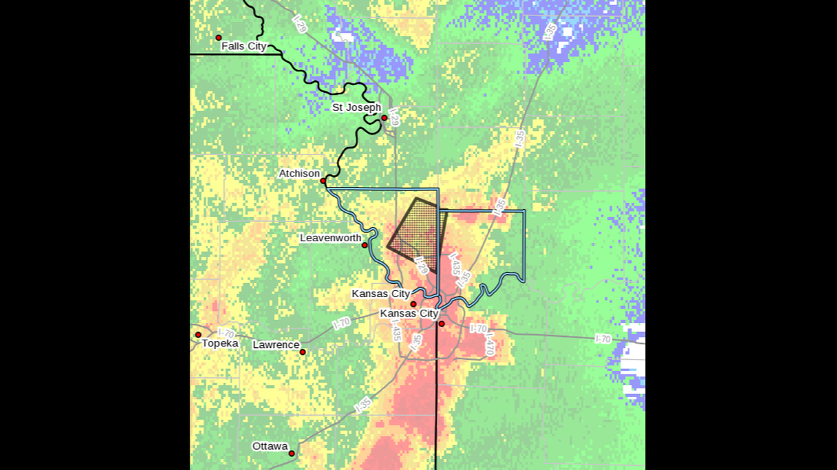 The National Weather Service issued a flash flood warning for Kansas City’s Northland as severe thunderstorms were moving through the metro area Friday afternoon.
