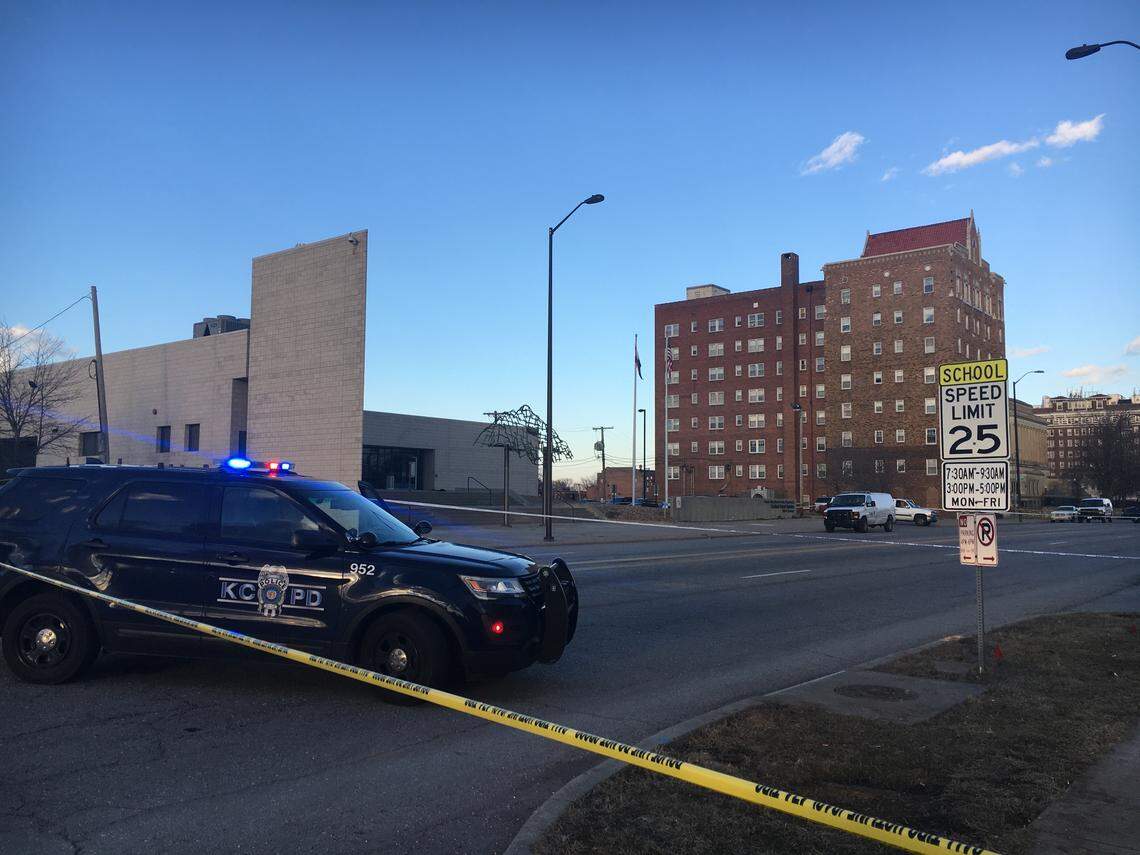 A man died from his injuries after a shooting outside the Kansas City Police Department’s Central Patrol Station Friday, Feb. 28, 2020. The incident happened just before 4 p.m.