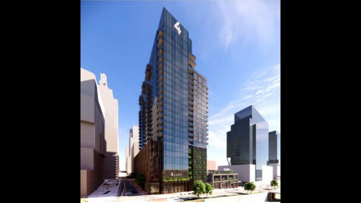 A rendering of the future Four Light luxury high-rise in downtown Kansas City.