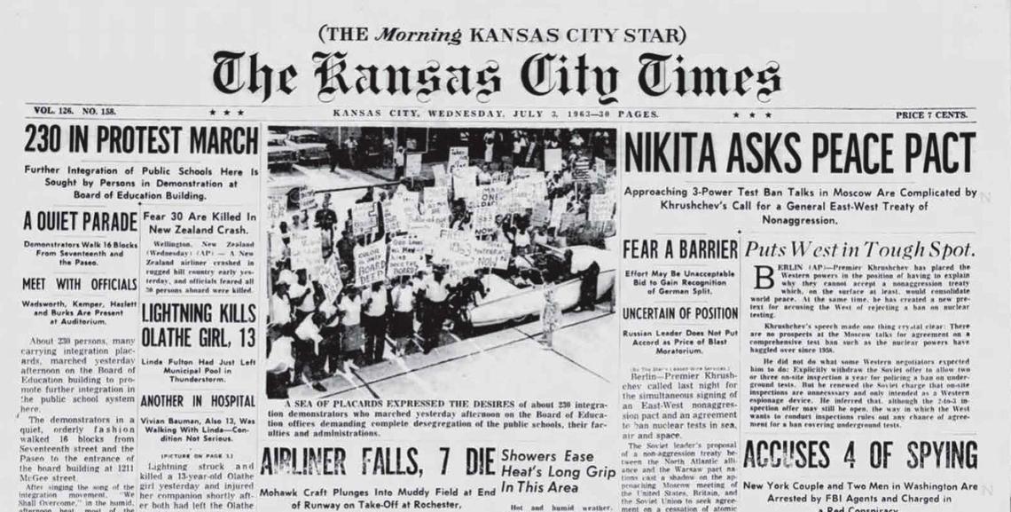Days after reporting on efforts by the school board to find ways to keep Black students in what were traditionally Black schools in Kansas City, The Star ran a story on the front page about protests over boundary changes but never pointed out they were done to avoid desegregation.