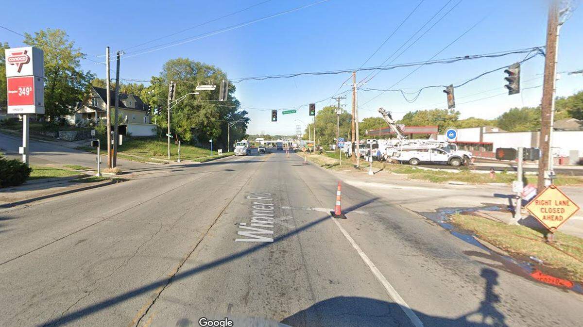 A pedestrian was critically injured after running out into the street and being struck by a RideKC bus near Winner Road and Wallace Avenue on Kansas City’s East Side. This Google Maps Street View image is from October.