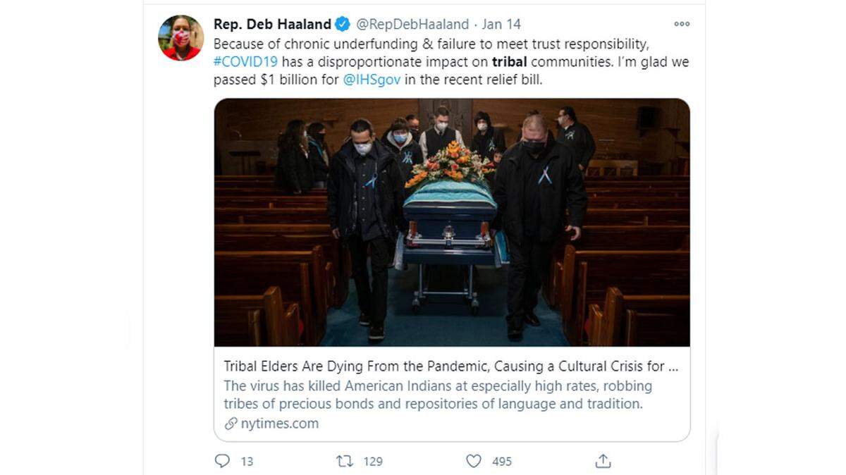 New Mexico Congresswoman Deb Haaland Twitter