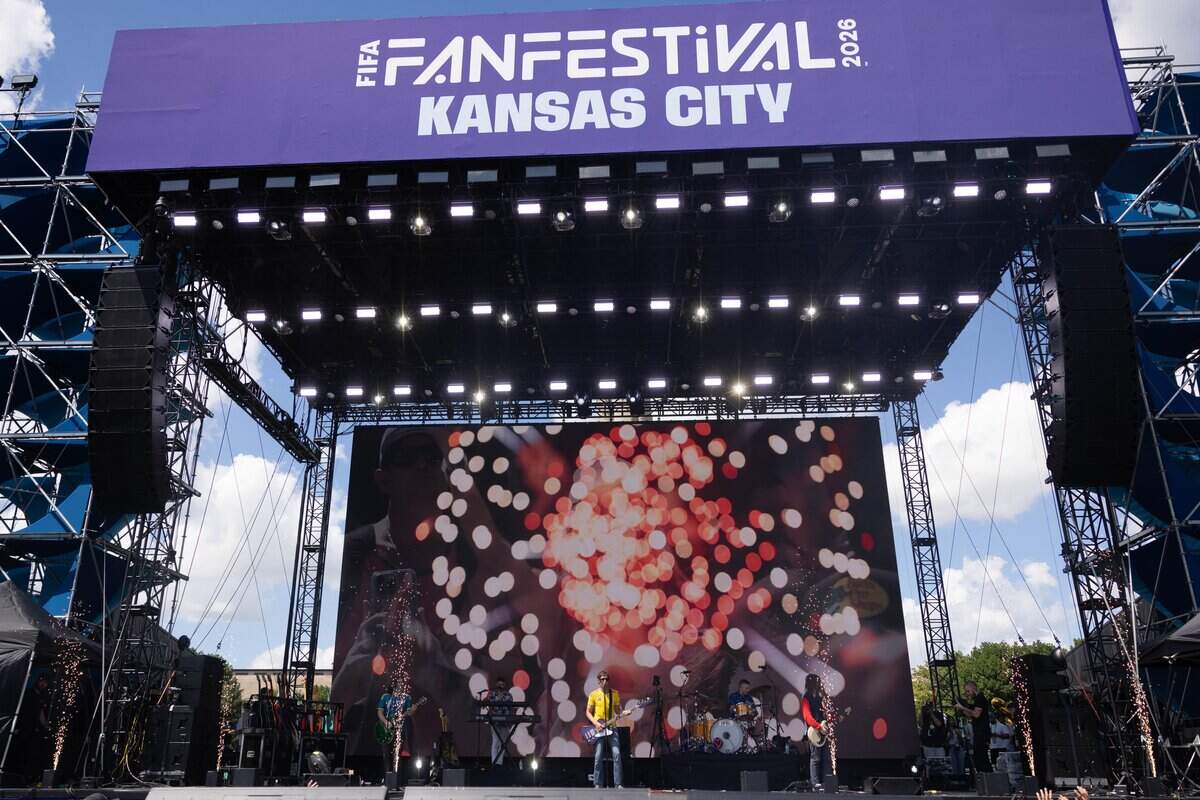 All American Rejects preforms on stage during their FIFA Fan Fest concert at Fan Fest on Saturday, July 11, 2026.