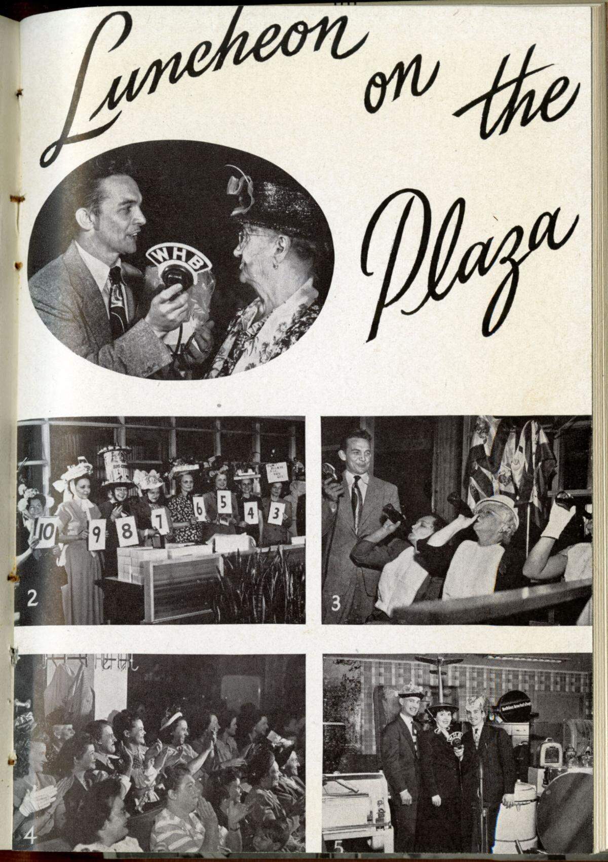Luncheon On the Plaza from Swing Magazine — headline and photos from WHB’s Swing Magazine 30 year station recap 1952.