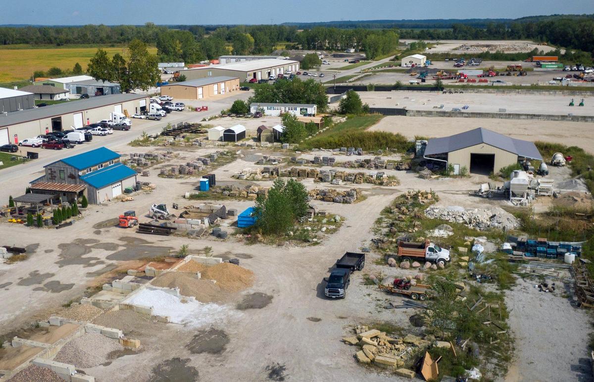 An aerial view of River Bend, a village in Jackson County where the entire local board has ties to the developer of a planned entertainment district.