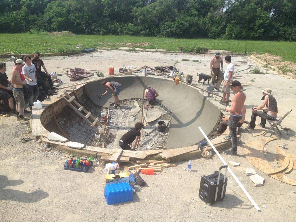Forming the bowl was one of the first features of the skate park after “a friend of a friend of a friend” brought a Bobcat to the site.