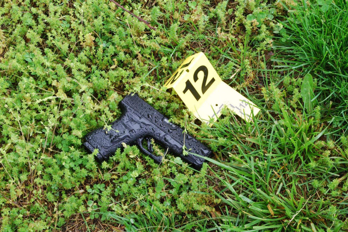 A police photograph of the BB gun Lantz Stephenson, Jr., 17, was holding the day he was shot and killed by police in Grandview, Missouri, according to the Jackson County Prosecutor’s Office.