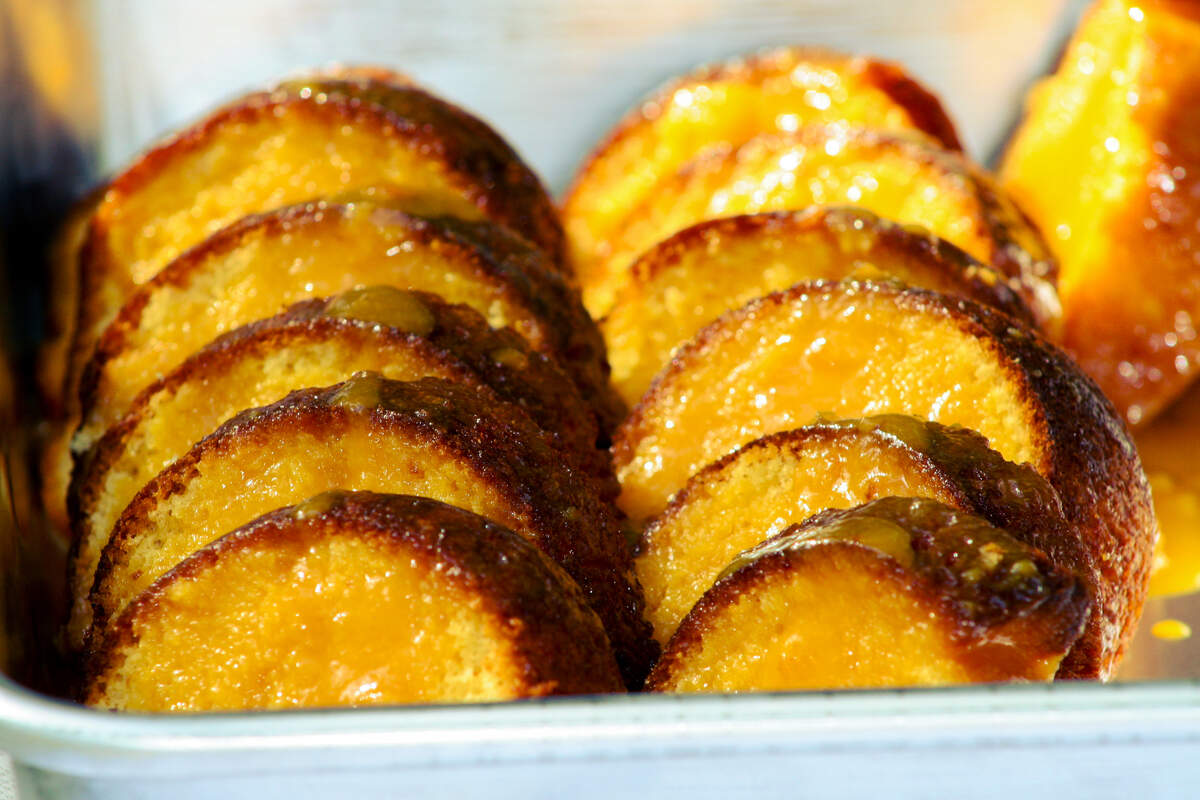 A cake made with orange juice was brought to the Kansas City Cake Picnic on July 18.