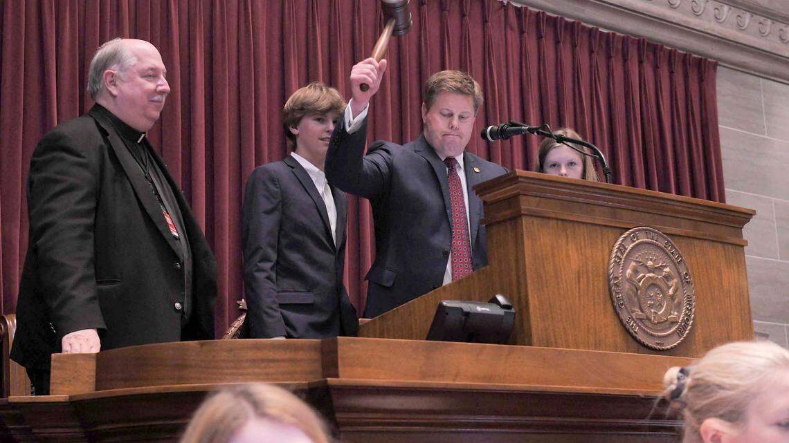 Missouri House Speaker Dean Plocher bangs the gavel on the final day of session.