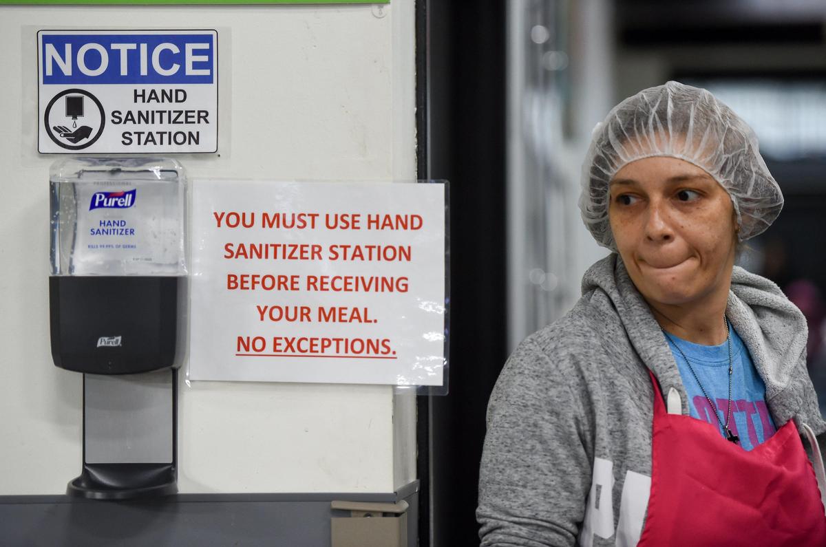 Because of concerns over the coronavirus, hand sanitizer stations have been placed in the dining area at Hope Faith Homeless Assistance Campus, 705 Virginia Ave.
