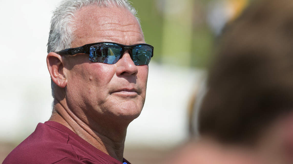 FILE - In this Sept. 2017, file photo, Missouri State head coach Dave Steckel watches his team play Missouri during an NCAA college football game in Columbia, Mo. Missouri State University and football coach Dave Steckel are parting ways, the university announced Thursday, Jan. 9, 2020. Steckel, a former defensive coordinator at the University of Missouri, was 13-42 in five seasons at Missouri State.(AP Photo/L.G. Patterson, File)