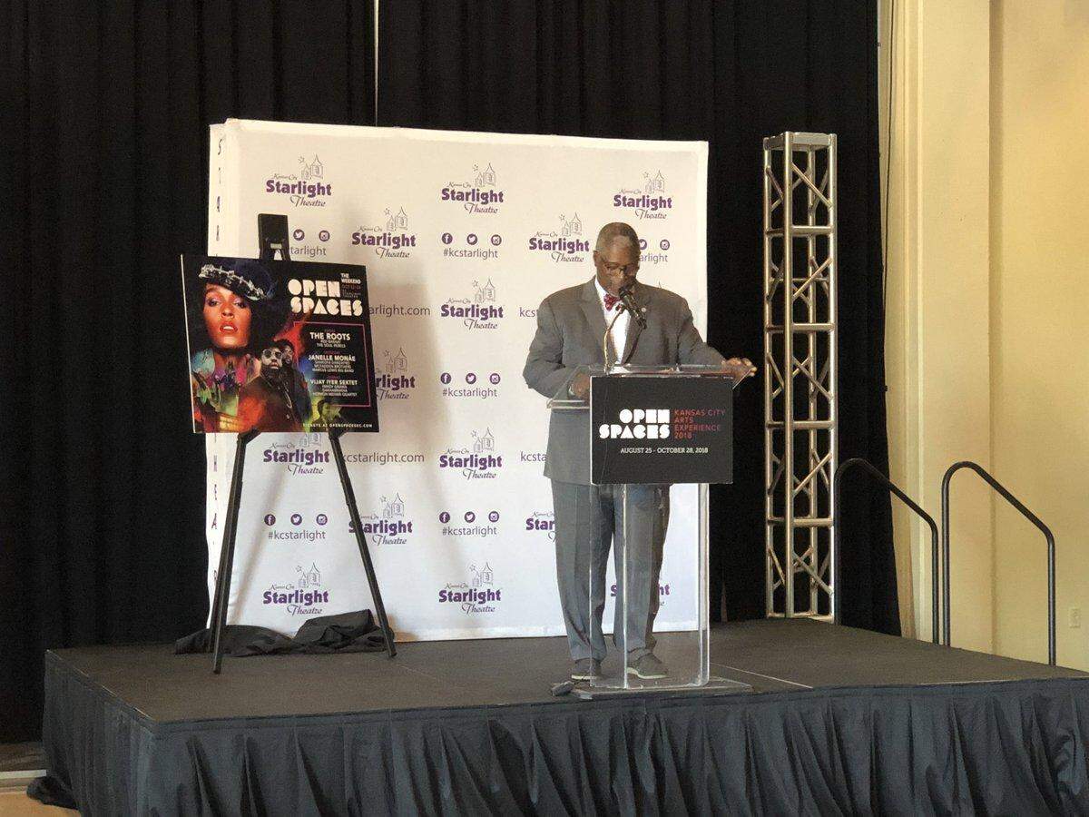 Kansas City Mayor Sly James announces Janelle Monae as a headlining act for Kansas City's Open Spaces art festival, which runs from Aug. 25-Oct. 28.