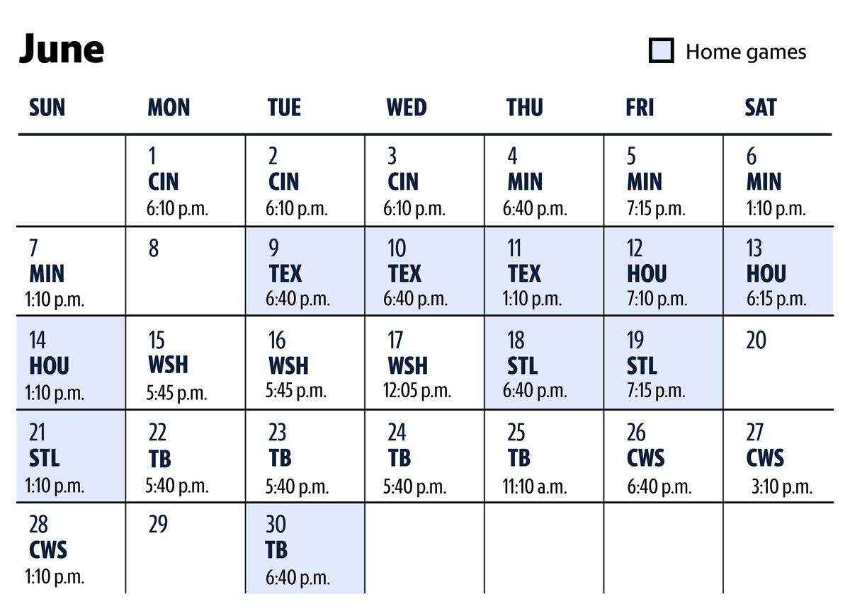 Royals schedule for the month of June 2026