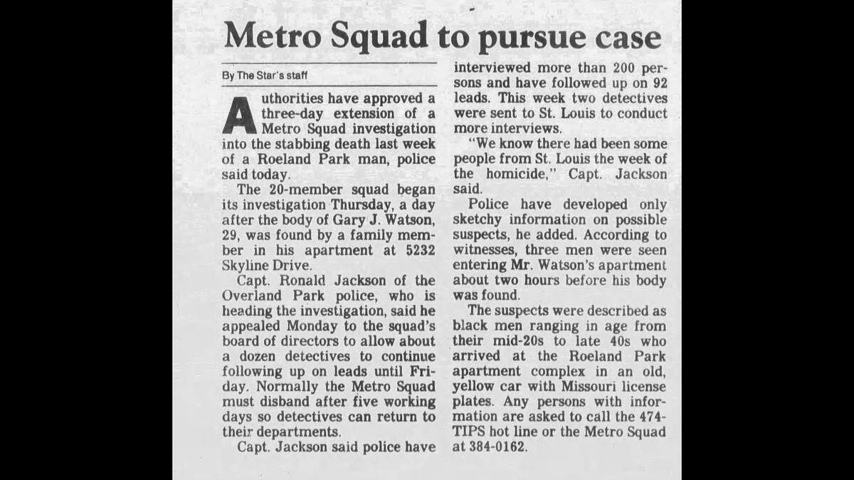 The Kansas City Star covered Gary Watson’s death in a March 19, 1985 story.