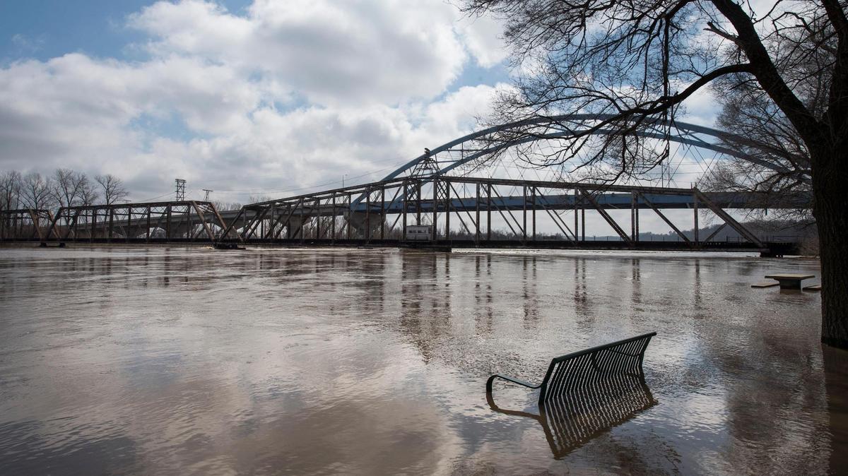 High waters at Riverfront Park in Atchison, Kan., last month.