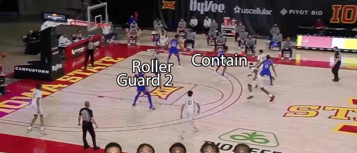 KU’s defense on Iowa State’s first play.