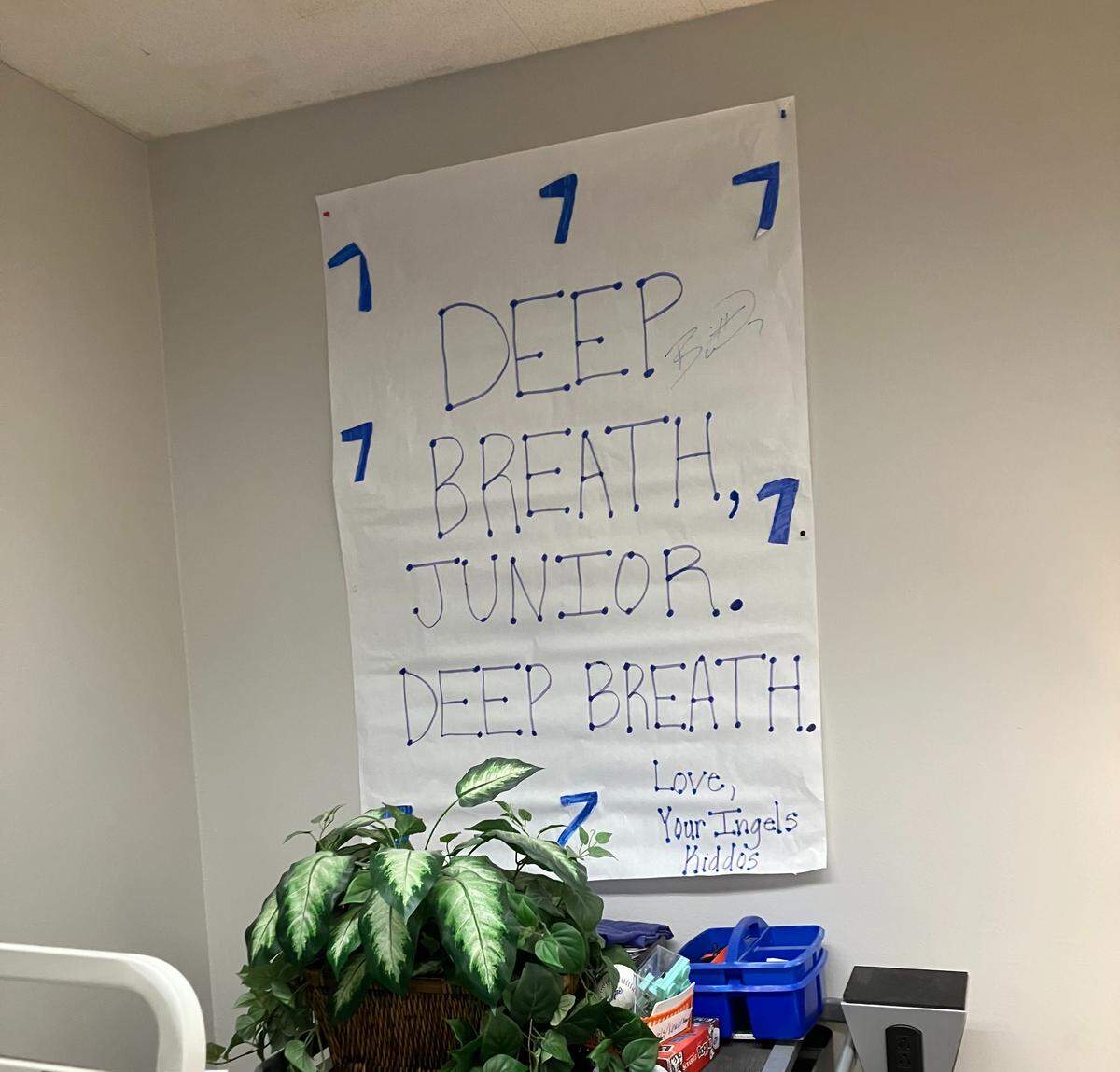 A message to Royals star Bobby Witt Jr. at Ingels Elementary in the Hickman Mills School District in Kansas City, Missouri, on May 5, 2026.