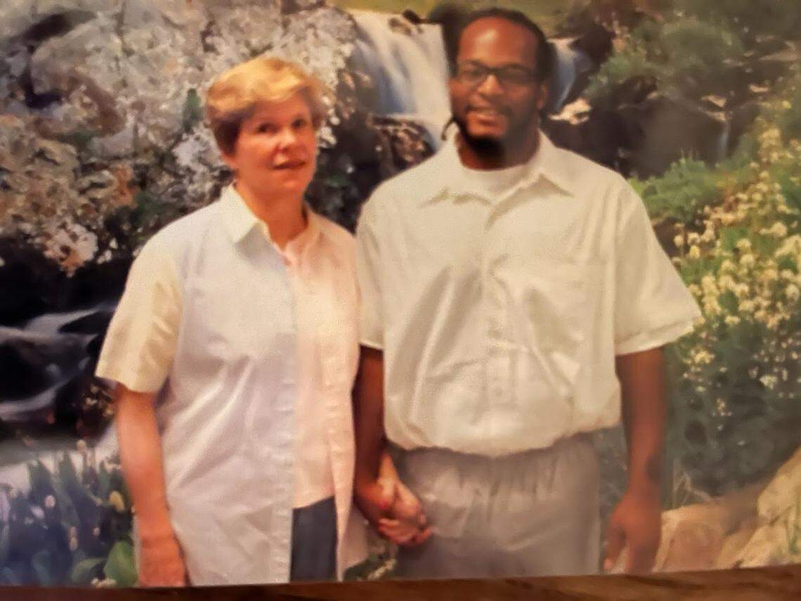 Former elementary school principal Pam Stanfield and Kevin Johnson are shown in this undated photo. Stanfield is compiling Johnson’s writings for a third book entitled “Journey to the Gurney.” Johnson was executed in Missouri on Nov. 29, 2022.