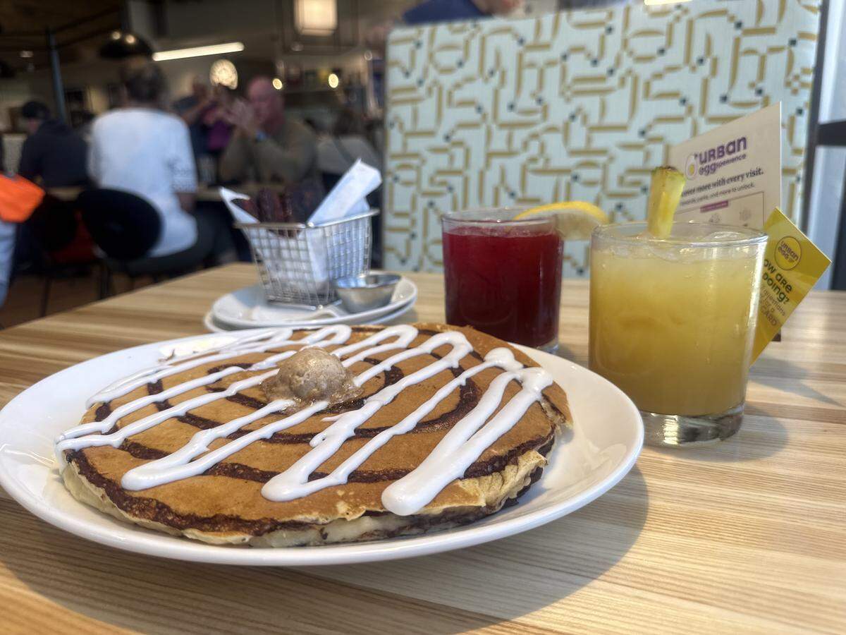 Cinnamon swirl pancakes are on the menu at Urban Egg.
