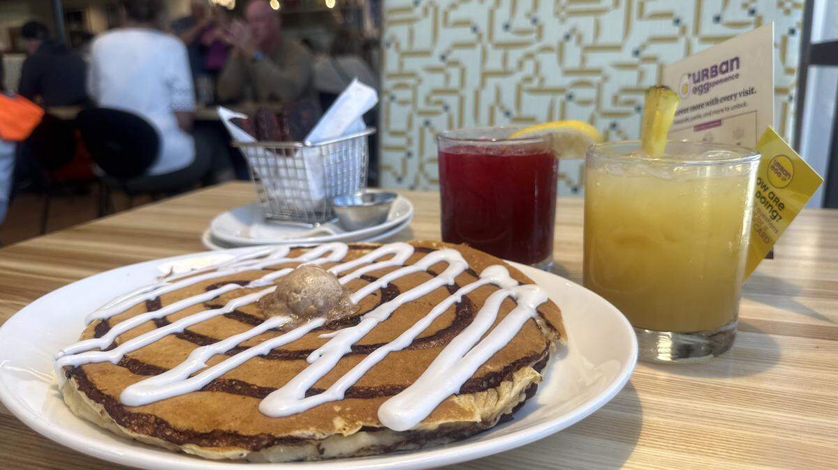 Cinnamon swirl pancakes are on the menu at Urban Egg.