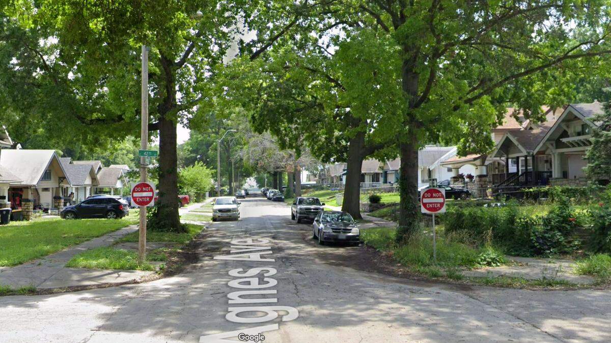 One man is dead, and police were holding another man for further questioning after a shooting during a disturbance in the 4200 block of Agnes Avenue in Kansas City’s Oak Park Southwest neighborhood, a police spokeswoman said. This Google Maps Street View image of the neighborhood is from June.