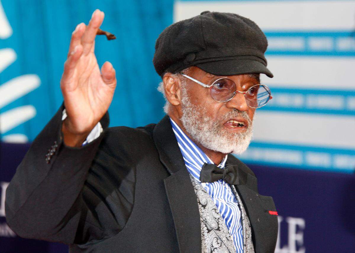 U.S director, actor, screenwriter Melvin Van Peebles is seen during a tribute for his career at the 38th American Film Festival in Deauville, Normandy, France, Wednesday Sept. 5, 2012. Van Peebles, a Broadway playwright, musician and movie director whose work ushered in the “blaxploitation” films of the 1970s, has died at age 89. His family said in a statement that Van Peebles died Tuesday night, Sept. 21, 2021, at his home.