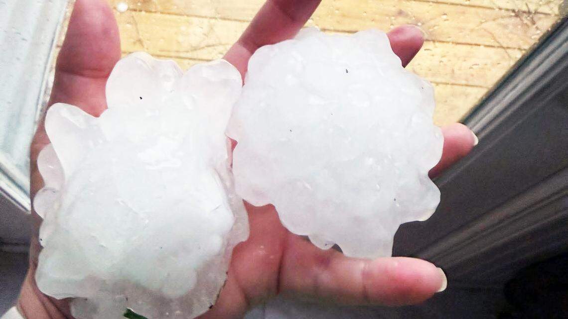 Baseball-sized hail, some even larger, fell across KC. Here’s a map showing where