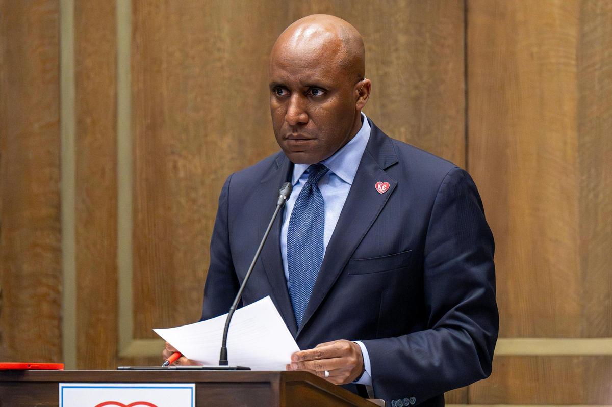 Mayor Quinton Lucas speaks at City Hall, on Thursday, March 20, 2025, in Kansas City.
