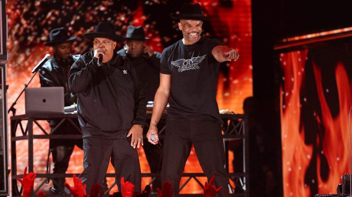Joseph Simmons, left, and Darryl McDaniels, of Run-D.M.C., perform “Walk this Way” at the 62nd annual Grammy Awards on Sunday, Jan. 26, 2020, in Los Angeles. (Photo by Matt Sayles/Invision/AP)