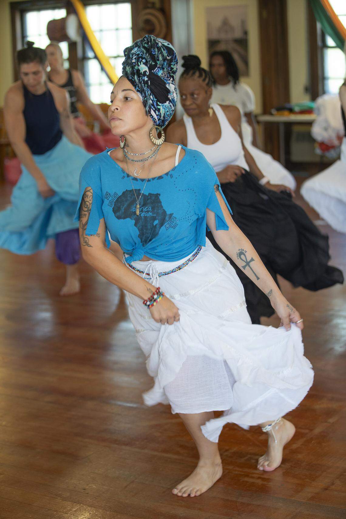 Nicolotte Paige took part in an Afro Cuban dance class, Saturday, October 4, 2025 at St. Mark's Hope and Peace Lutheran Church in Kansas City.