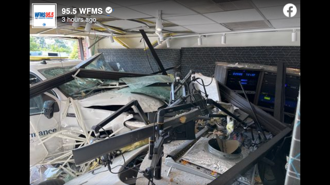 A pickup truck slammed into the studio of an Indianapolis radio station on Thursday, July 21.