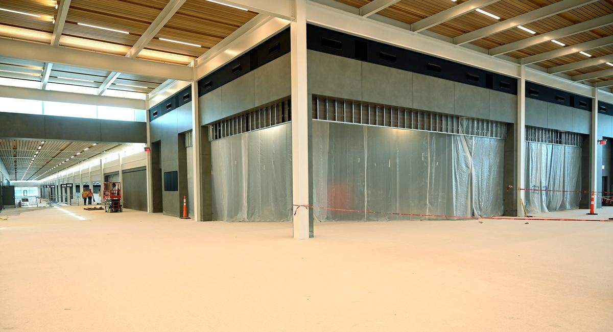 Construction on the new Kansas City International Airport continues and is about 90 percent complete. The airport is slated to open in March of 2023 and feature 39 gates. Above is a portion of the food and dining area.