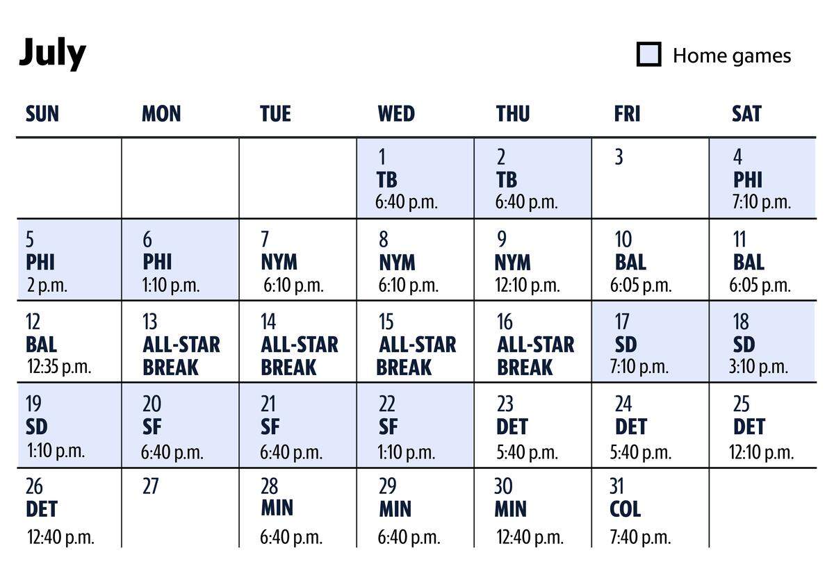 Royals schedule for the month of July 2026