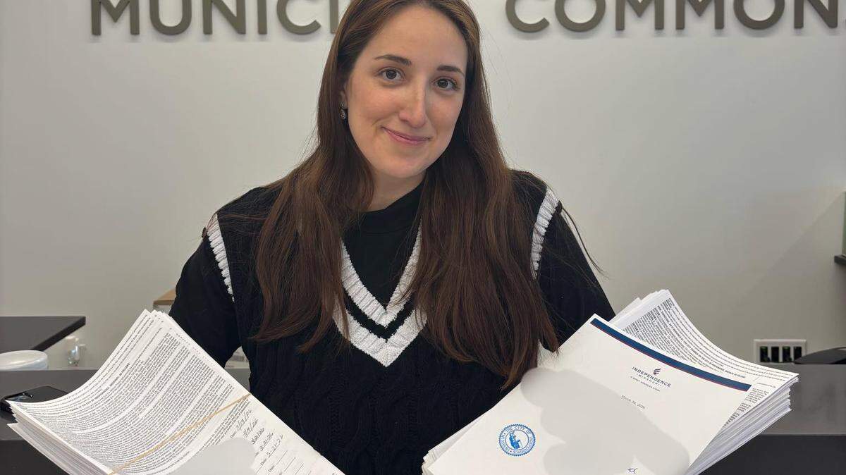 Rachel Gonzalez, an organizer with a group opposing the incoming $150 billion AI data center in Independence, submitted nearly 5,000 signatures in favor of a referendum on tax breaks the city recently passed for the data center. Though a Jackson County judge has ruled to disallow the referendum process from going forward, Gonzalez turned in 554 separate petition pages anyway.