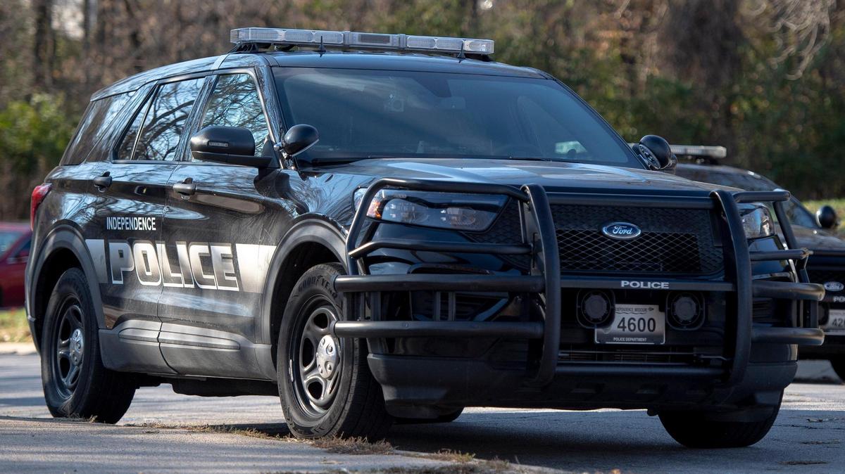 An Independence police car sits at a crime scene on Wednesday, Nov. 16, 2022 in Independence, Mo.