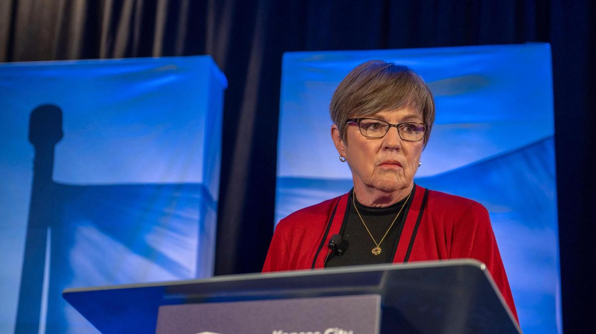 Gov. Laura Kelly, shown, and Attorney General Derek Schmidt square off in a final gubernatorial debate before November’s election Wednesday, October 5, 2022, at the Doubletree Hotel in Overland Park.