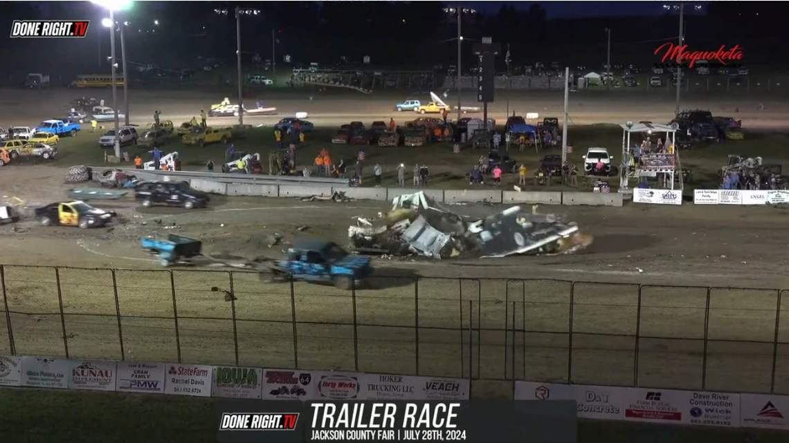 Video from DoneRight.TV shows the driver attempt to jump over the camper with the vehicle but then crash.