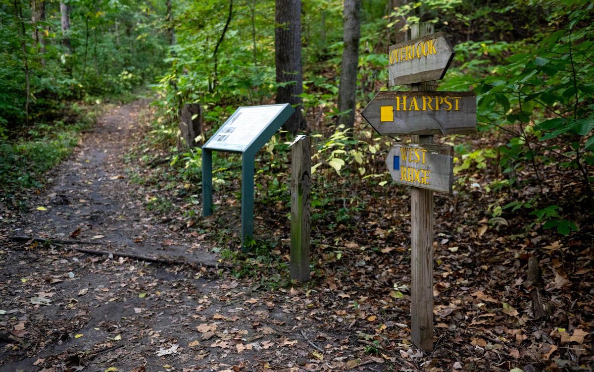 The West Ridge Trail also connects to the Harpst Trail and the Paved Trail at Weston Bend State Park.