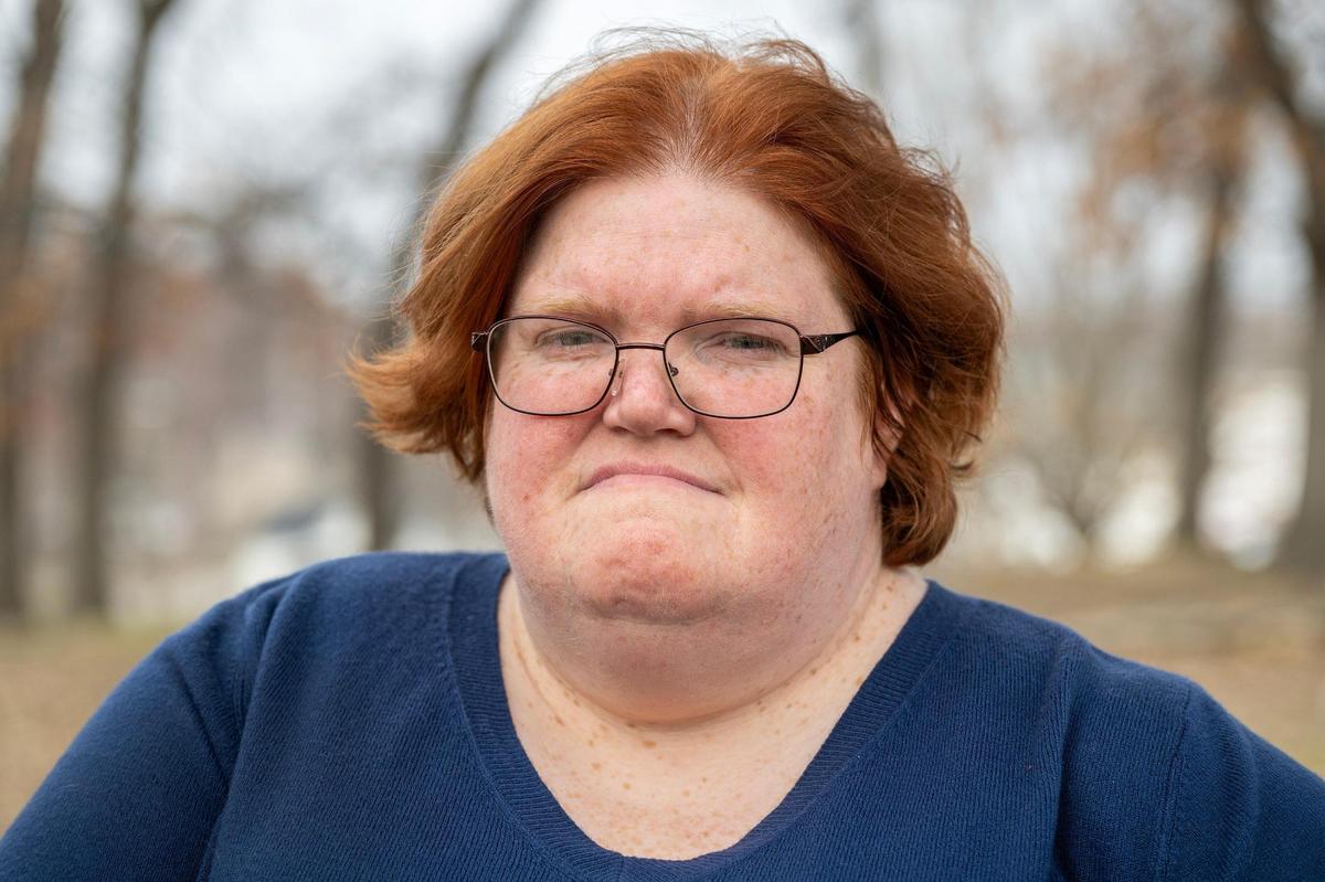 Kelli McGlothlin sits for a portrait on Monday, March 3, 2025, in St. Joseph. A former IRS worker at the Kansas City office, McGlothlin was laid off as part of the DOGE cuts.