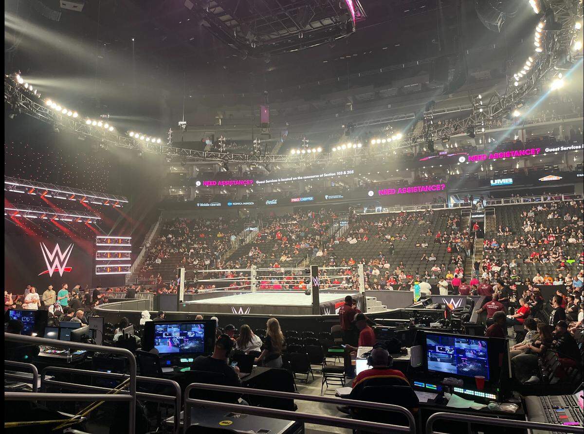 A look inside T-Mobile Center before WWE’s Monday Night Raw went live on Netflix Monday, April 28.