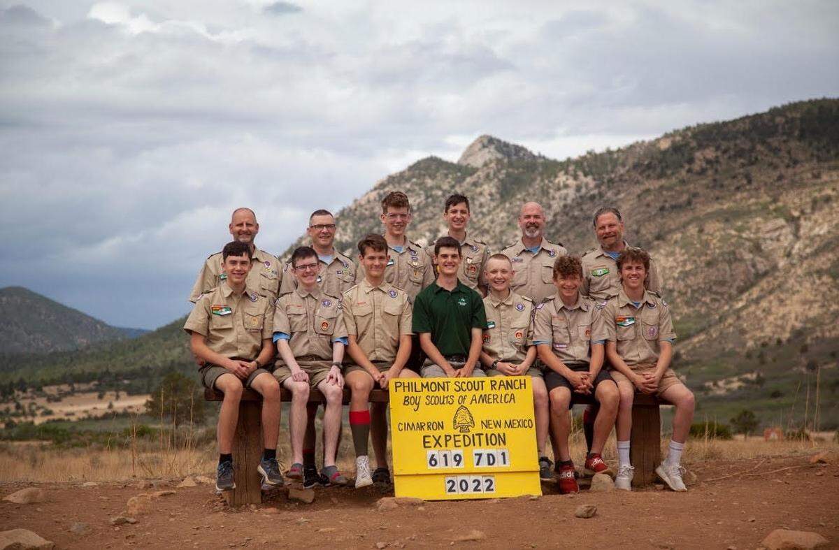 Troop 73 poses at the Philmont Scout Ranch in New Mexico. They were on the Amtrak train that derailed in northern Missouri on Monday. 