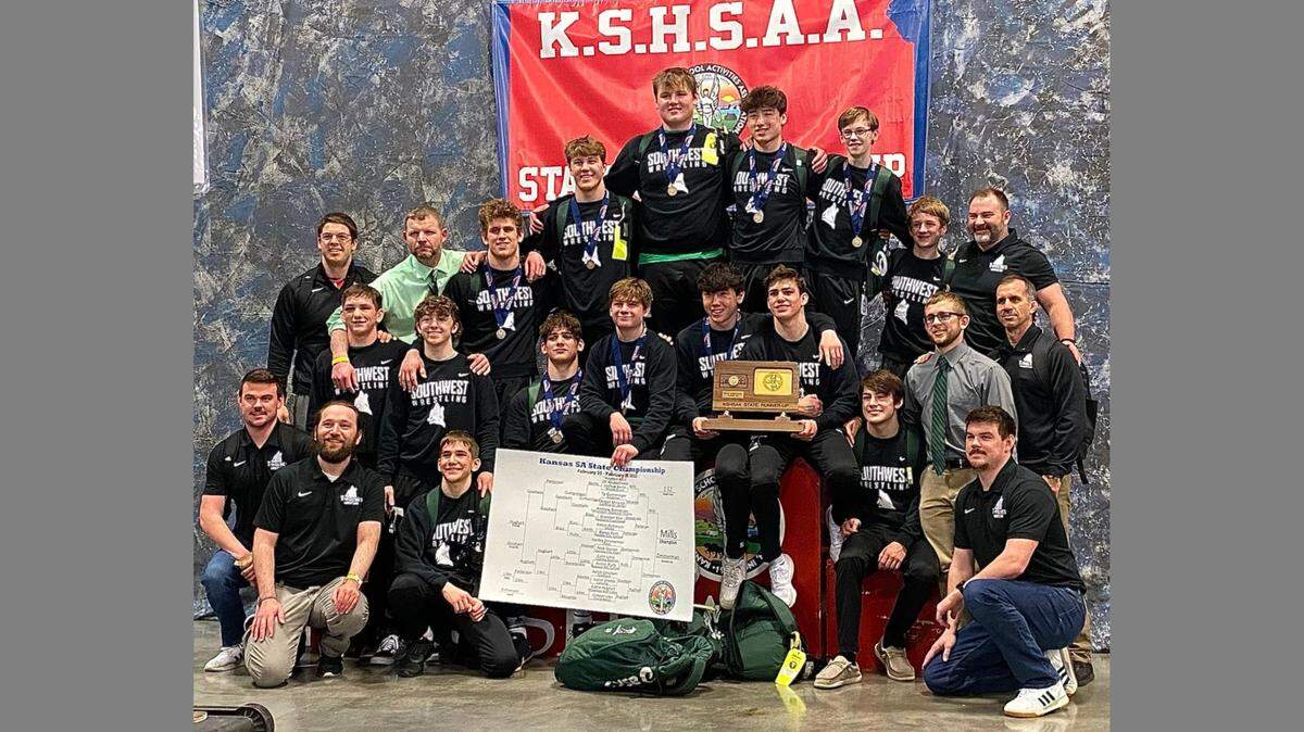 The Blue Valley Southwest wrestling team took home a runner-up state finish, with nine state placers.