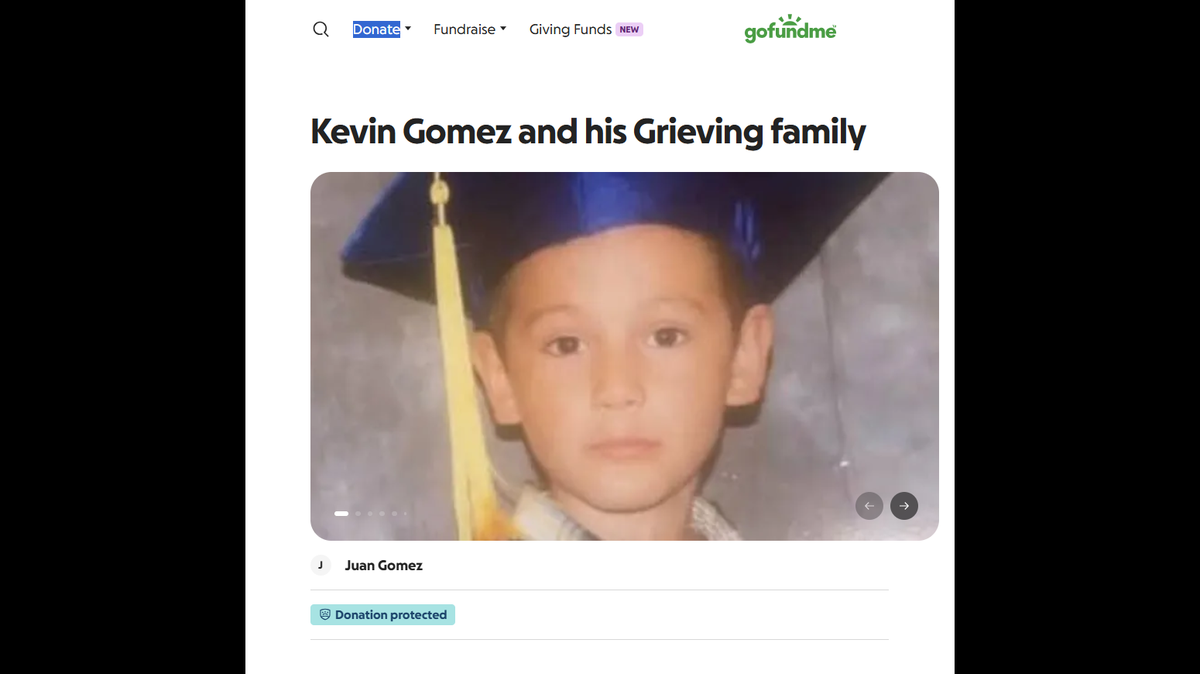 In a GoFundMe account, the family of Kevin Gomez said the Kansas City, Kansas Police Department found the teen unconscious Saturday around 11 a.m. in a wooded area. His cause of death is still under investigation.