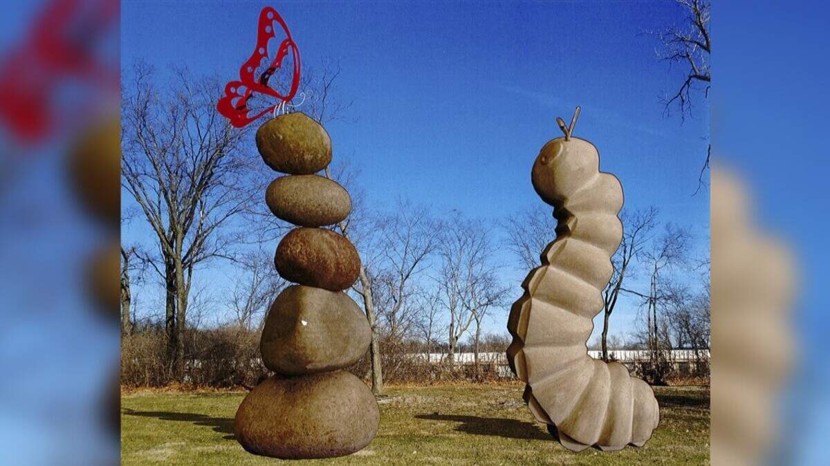 The cover of a proposal for a public art piece in Merriam by Boulder, Colo.-based sculptor Joshua Wiener. Wiener said it depicts a caterpillar contemplating a “cairn,” or rock place maker, with a butterfly on top.